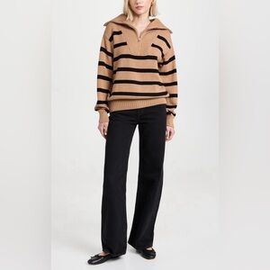 Striped Knit Zip Pullover
